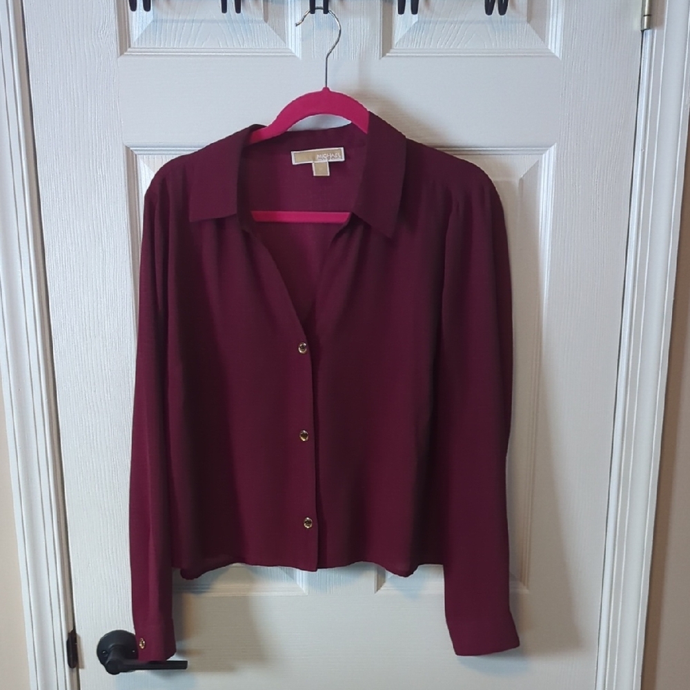 Michael Kors Deep Red Button-Down Shirt